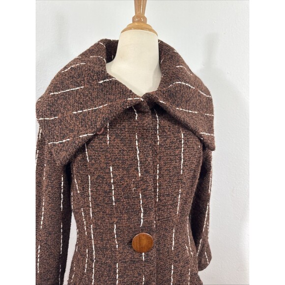 Anya Ponorovskaya Trench‎ Coat Womens 8 Wool Tweed Jacket - Picture 2 of 11